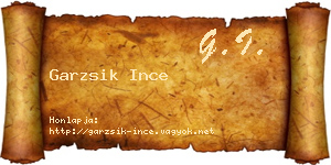Garzsik Ince névjegykártya